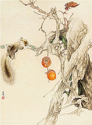SQUIRREL AND PERSIMMONS