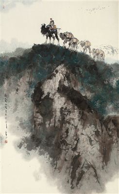 Sample artwork by Shan Li (1926 - 2019), known for landscape, genre painting (camels) - View similar artists and auction records