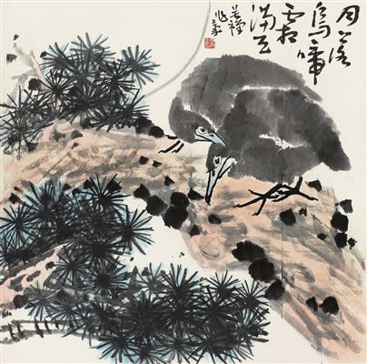 BIRDS ON THE BRANCH OF PINE
