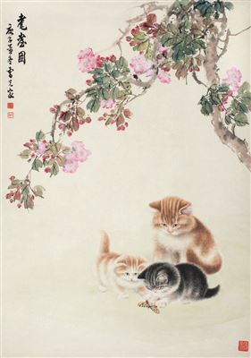 CAT AND FLOWERS