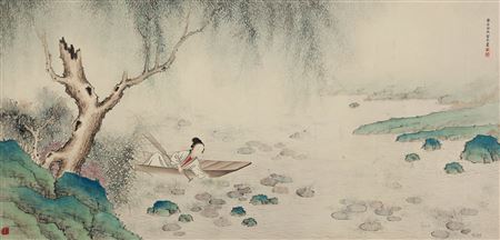 CHARACTER AND LANDSCAPE by Pinghu Guan - Auction record, sale price, and art valuation. Compare with similar artists and explore comparable artworks.