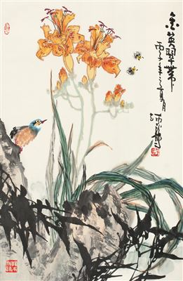 BIRD AND FLOWERS
