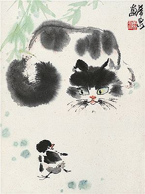 CAT AND CHICK by Xiquan Pang - Auction record, sale price, and art valuation. Compare with similar artists and explore comparable artworks.