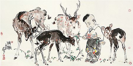 BOY AND DEER by Yansheng Li - Auction record, sale price, and art valuation. Compare with similar artists and explore comparable artworks.