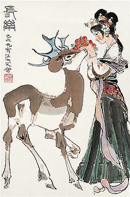 GIRL AND DEER