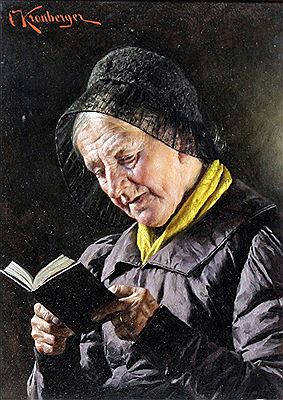 Shoulder length portrait of a gentleman smoking a pipe and a lady reading a book (2)