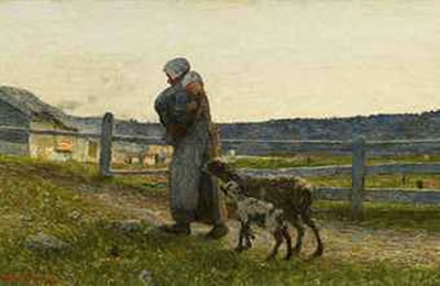 Sample artwork by Giovanni Battista Emanuele Maria Segantini (1858 - 1899), known for en plein air pastoral landscape painting, figures - View similar artists and auction records
