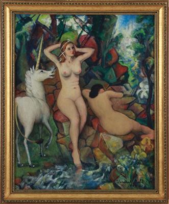 UNICORN DREAM, 1944 by Wenonah Day Bell - Auction record, sale price, and art valuation. Compare with similar artists and explore comparable artworks.