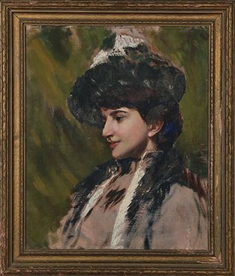 PORTRAIT OF A LADY IN A HAT by Albert Horstmeier - Auction record, sale price, and art valuation. Compare with similar artists and explore comparable artworks.