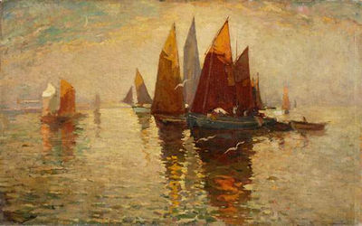 Bateaux de pêche au soleil couchant, 1917