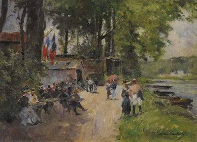 Guinguette en bord de Marne by Pierre Louis Leger Vauthier - Auction record, sale price, and art valuation. Compare with similar artists and explore comparable artworks.