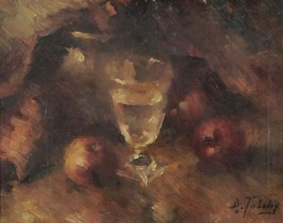 Nature morte au verre et aux pommes