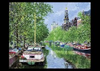 Canal with the sunshine through from the trees