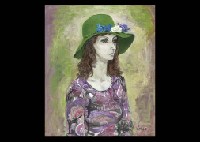 Hat with Flower decoration and Woman