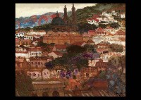 Town with Bougainvillea -Mexico, Tasco-