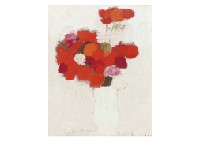 Bouquet rouge au fond blanc