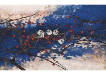 Red Plum and Small Titmouse