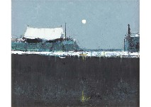 The midnight sun in the fishing village