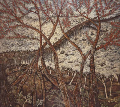 Sample artwork by Haji Widayat (1919/23 - 2002), known for exotic animal, jungle and mythical painting - View similar artists and auction records