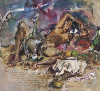 Nude with devil's mask