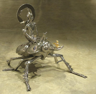 Contemplative Peter Pan Bodhisattva Rides on Chalcosoma Atlas by Maolin Yang - Auction record, sale price, and art valuation. Compare with similar artists and explore comparable artworks.