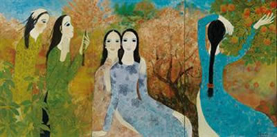 Elégantes in Hué (Elegant in Hue) --triptych