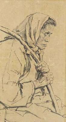 Old Woman with a Bent Pole