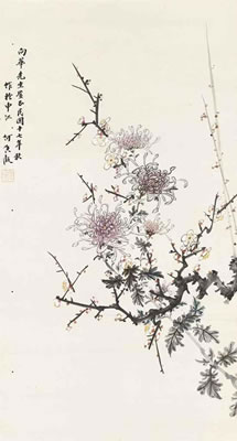 Plum Blossoms and Chrysanthemums
