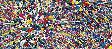 Sample artwork by Kyoung Tack Hong (Born 1968), known for bright geometric painted images - View similar artists and auction records