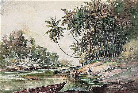 Coastal Landscape with Fisherman