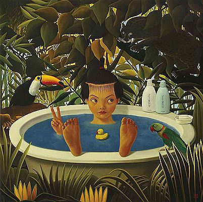 In the Rousseau's forest Naoko takes a bath