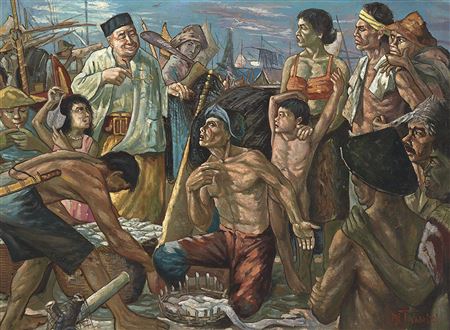Keluarga Nelayan (Fishermen Family) by Itji Tarmizi - Auction record, sale price, and art valuation. Compare with similar artists and explore comparable artworks.