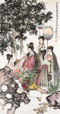 Sample artwork by Shifa Cheng (1921 - 2007), known for painting; landscapes, calligraphy, comic strips, figures, tribe scenes - View similar artists and auction records
