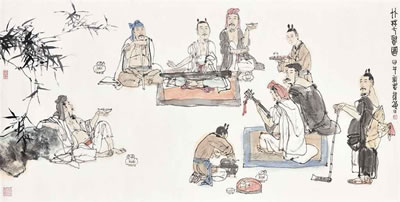 Seven Sages of the Bamboo Grove by Shuo Han - Auction record, sale price, and art valuation. Compare with similar artists and explore comparable artworks.
