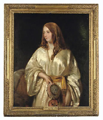 Portrait of Flora Bellasis, three-quarter-length, in Indian Parsi dress