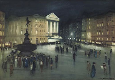 Piccadilly Circus at night, London by Hans Jacob Hansen - Auction record, sale price, and art valuation. Compare with similar artists and explore comparable artworks.