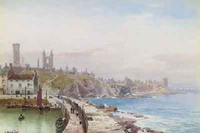 View of St Andrew's Cathedral and Castle from the harbour pier by Henry Bowser Wimbush - Auction record, sale price, and art valuation. Compare with similar artists and explore comparable artworks.