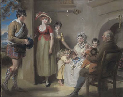 The cotter's Saturday night: 'But hark a tap comes gently to the door, Jenny who kens the meaning of the same....'