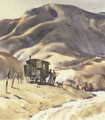 Consulting the Map by Rex Elson (Rexford) Brandt - Auction record, sale price, and art valuation. Compare with similar artists and explore comparable artworks.