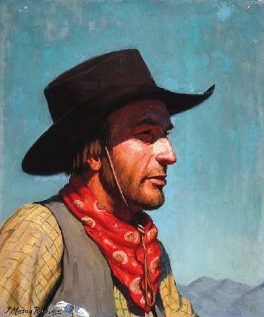 Cowboy with Red Bandana by Joseph Reeves - Auction record, sale price, and art valuation. Compare with similar artists and explore comparable artworks.