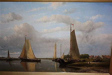 Bateau de pêche sur un canal en Hollande