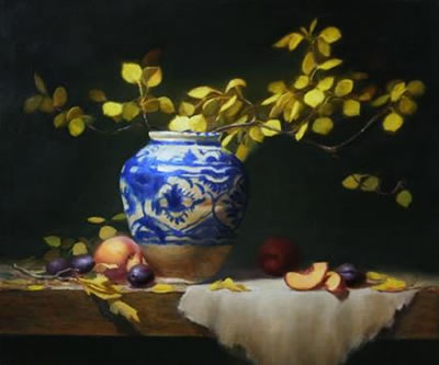 Aspen Leaves in Persian Vase