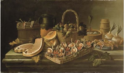 Sample artwork by Giacomo Nani (1698 - 1755), known for hyper-real fruit, flower still life and landscape painting, porcelain design and painting - View similar artists and auction records
