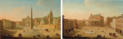 Roma, Piazza del Popolo; e Roma, Veduta di Piazza del Pantheon