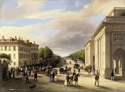 Porta Venezia con figure a passeggio, Milano