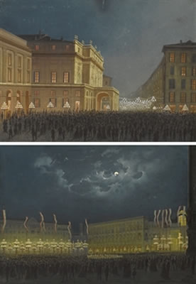 Vedute notturne di Piazza della Scala e Piazza del Duomo, Milano by Luigi Bartezago - Auction record, sale price, and art valuation. Compare with similar artists and explore comparable artworks.