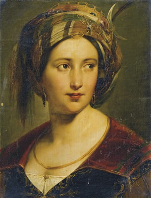 Busto di giovane donna in costume orientale