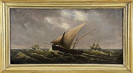 Sample artwork by Luiz Assencio Tomasini (1823 - 1902), known for atmospheric marine painting, sailing ships - View similar artists and auction records