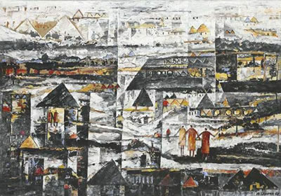 Composition by Abdellah Sadouk - Auction record, sale price, and art valuation. Compare with similar artists and explore comparable artworks.