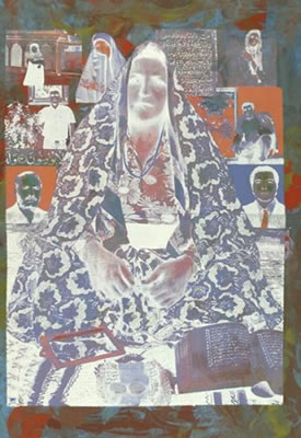 Sample artwork by Khosrow Hassandzadeh (1963 - 2023), known for pop art, war and political themed paintings, silk screen prints, collage - View similar artists and auction records